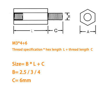 Custom roestvrij staal Hex Standoff Man to Female Spacer Precision Bewerking Deel 2D